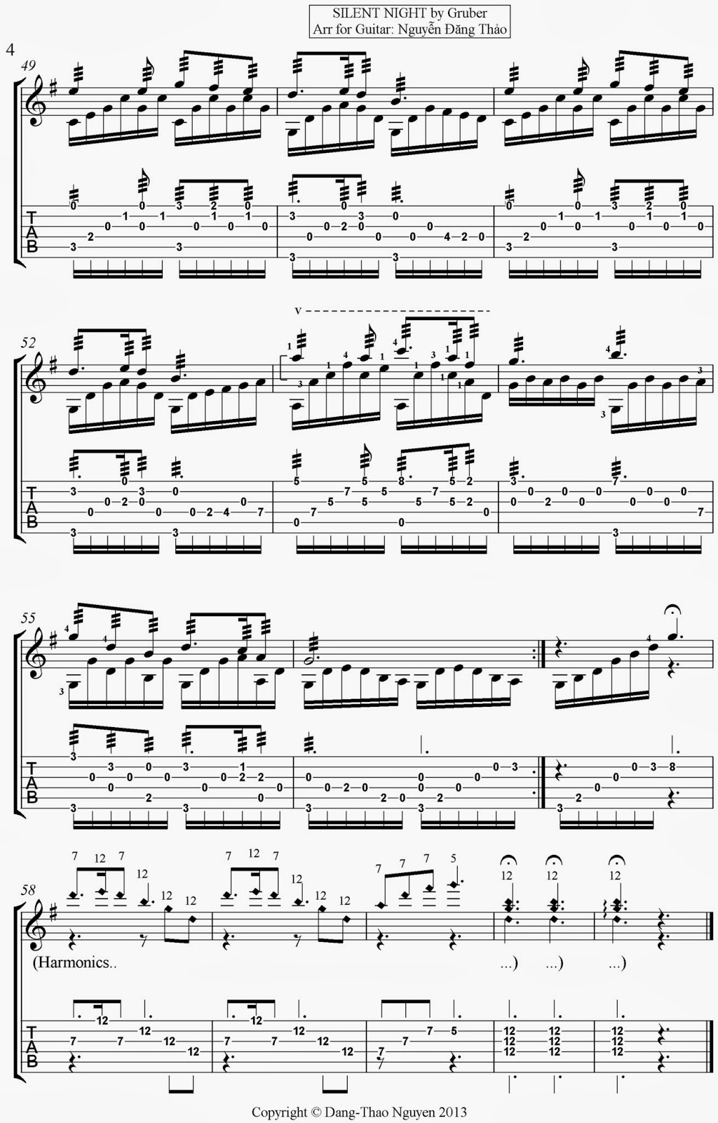 Nhạc Guitar - Nguyễn Đăng Thảo: Silent Night / Đêm Thánh Vô Cùng, F.X