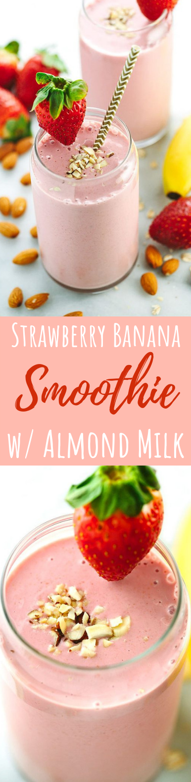 Strawberry Banana Smoothie with Almond Milk #healthydrink #breakfast
