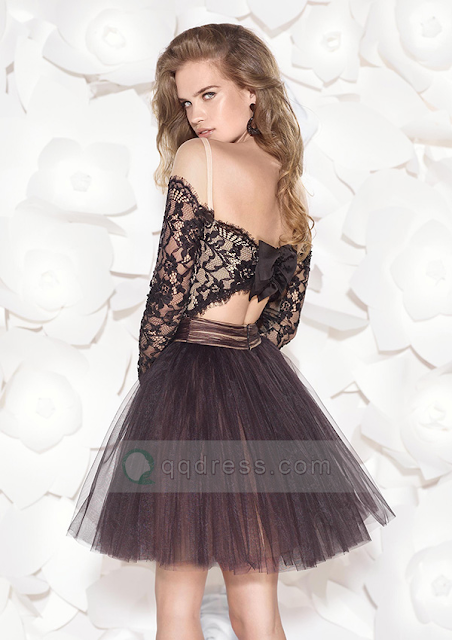 A-line One-shoulder Beaded Bodice Ruffles Mini Tulle Cocktail Gowns