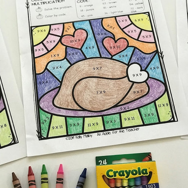 Thanksgiving Color By Number Math Facts Practice Multiplication Turkey 2