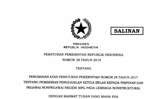 K13 : PP Nomor 38 Tahun 2019 Tentang Pemberian Penghasilan Ke 13 Tentang Perubahan atas Peraturan Pemerintah Nomor K13 : PP Nomor 38 Tahun 2019 Tentang Pemberian Penghasilan Ke 13