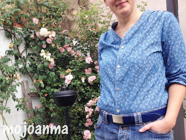 Bluse Bellah - mojoama Prülla, Anker, Bluse, Chambray, Blau,die lederwerkstatt