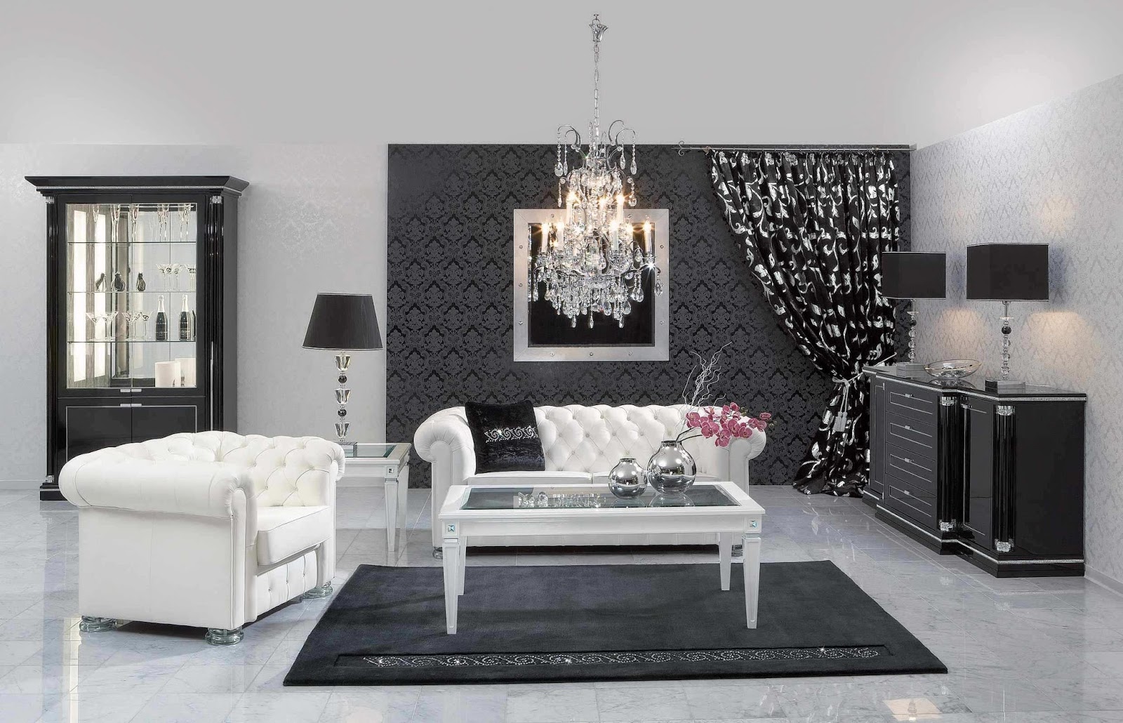 salon moderne noir et blanc