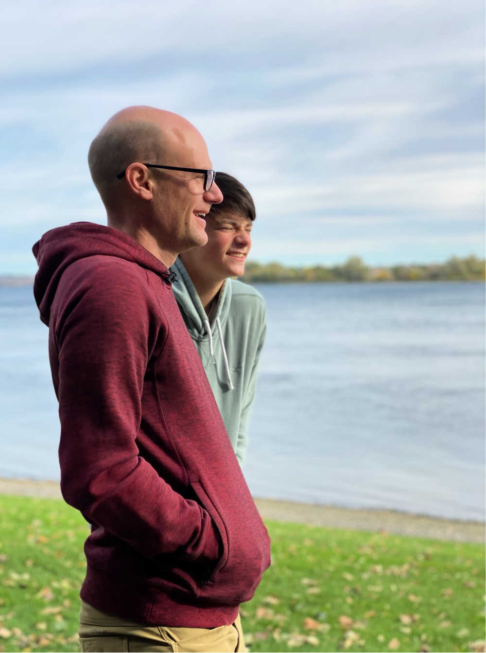father and son on the columbia river