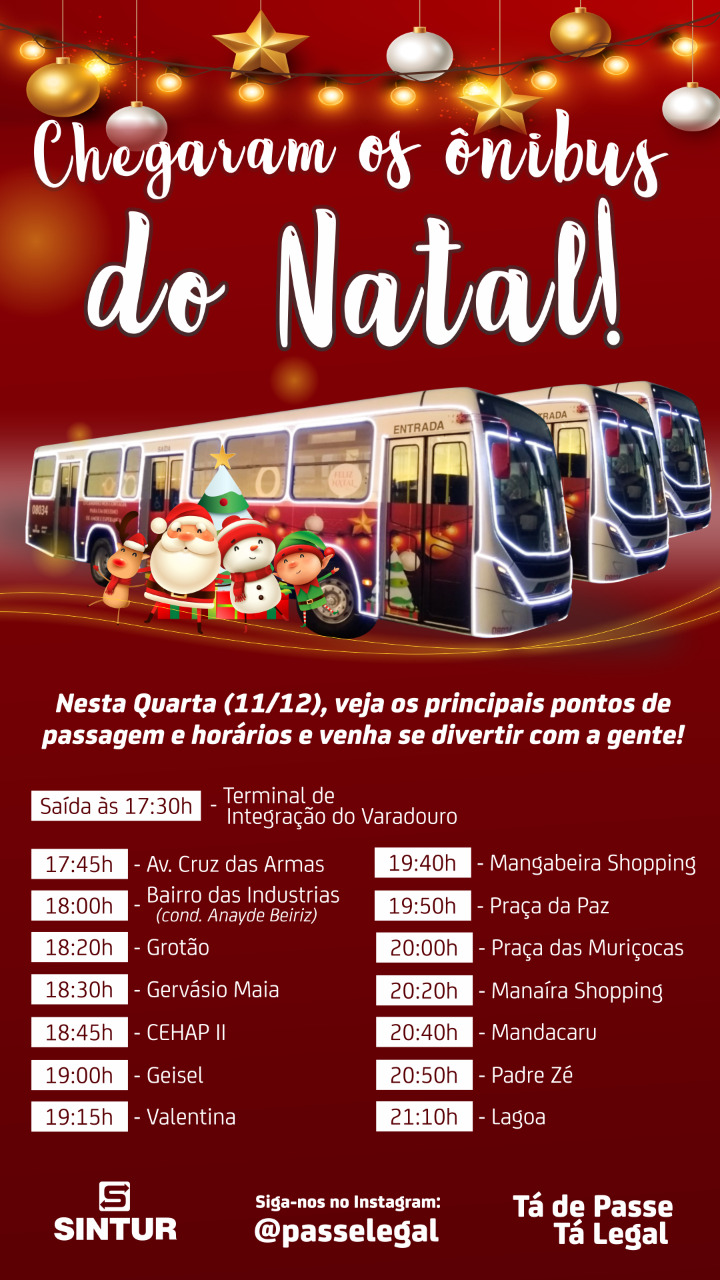 Ônibus natalino começa a circular em João Pessoa | Ônibus da Paraíba