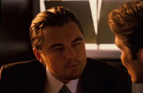 Leonardo DiCaprio's skeptical face from Inception