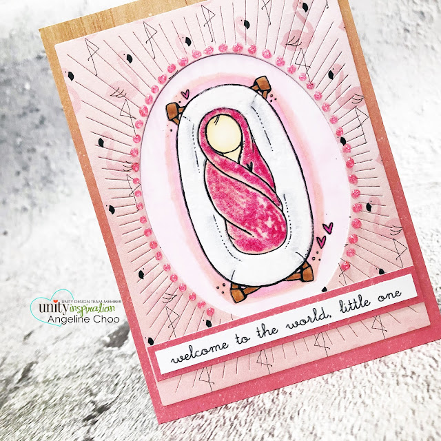 ScrappyScrappy: Stay safe and craft on with Unity Stamp - Here at Last #scrappyscrappy #unitystampco #card #cardmaking #handmadecard #stamping #papercraft #averyelle #ovalburstdie #nuvoglitterdrop #babycard #hellolittleone #welcometotheworld #thermoweb #flocktransfersheet #nuvoglitterdrop #flamingo #flamingopaper #babygirlcard #youtube #quicktipvideo