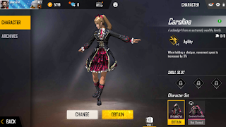 Caroline free fire charector Caroline free fire charector