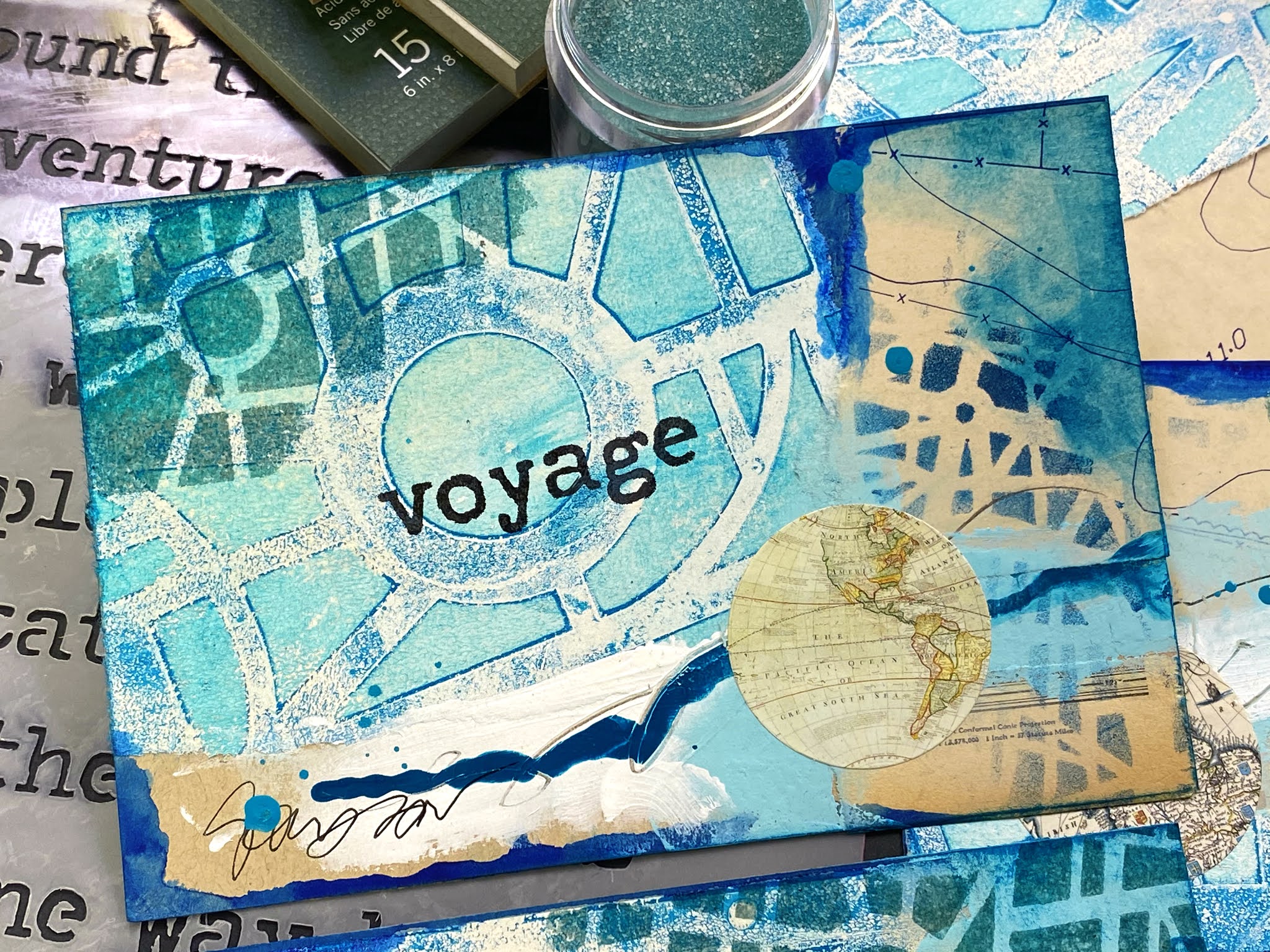 StencilGirl Talk Mixed Media Postcards by Mary C. Nasser