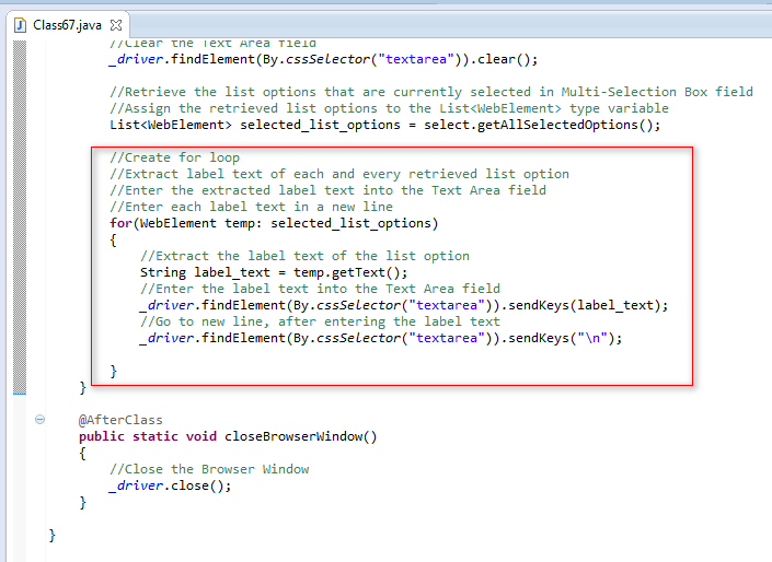 SeleniumByArun 423. Using getAllSelectedOptions( ) to get all the