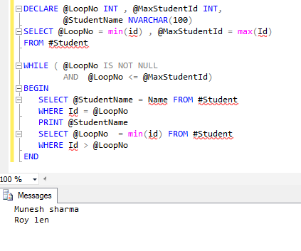 Looping through table records in Sql Server - Dot Net Office