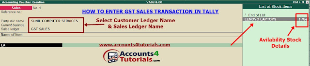 how to enter gst sales transaction in tally