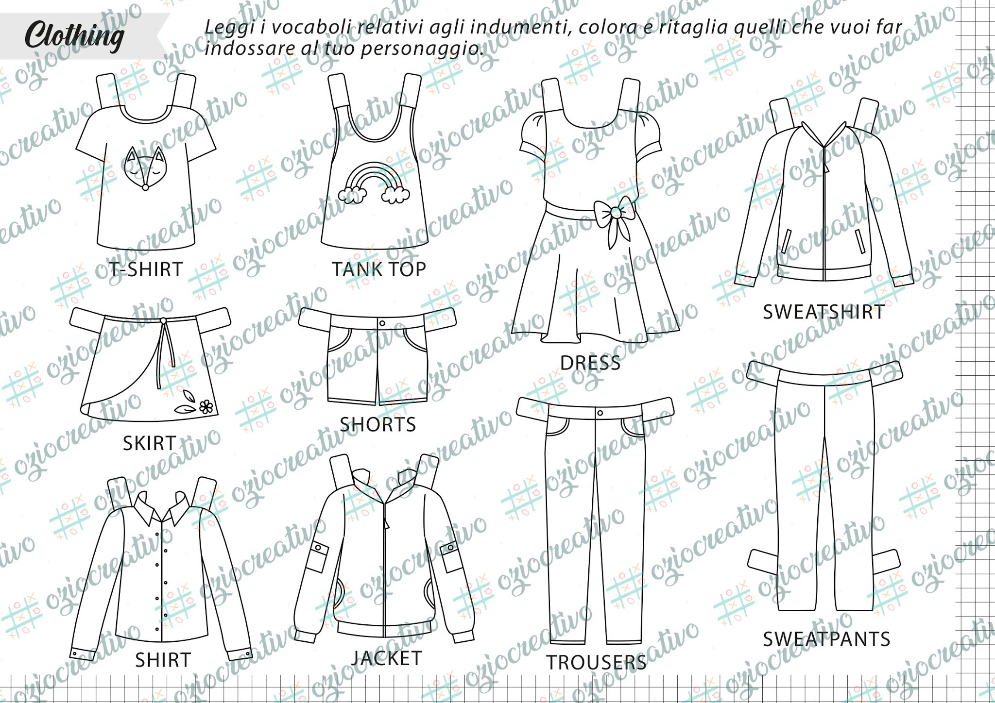 bambole di carta da stampare - 7 Valentina Scuteri - ozio creativo e fai da te: Oziando si impara l'inglese - giochi e attività pronti da stampare