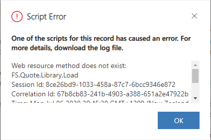 Script Errors Encountered after Field Service Upgrade to 8.x