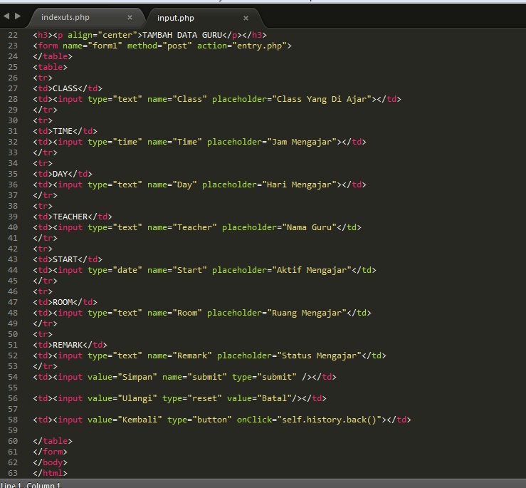 Input php. The Sublime.