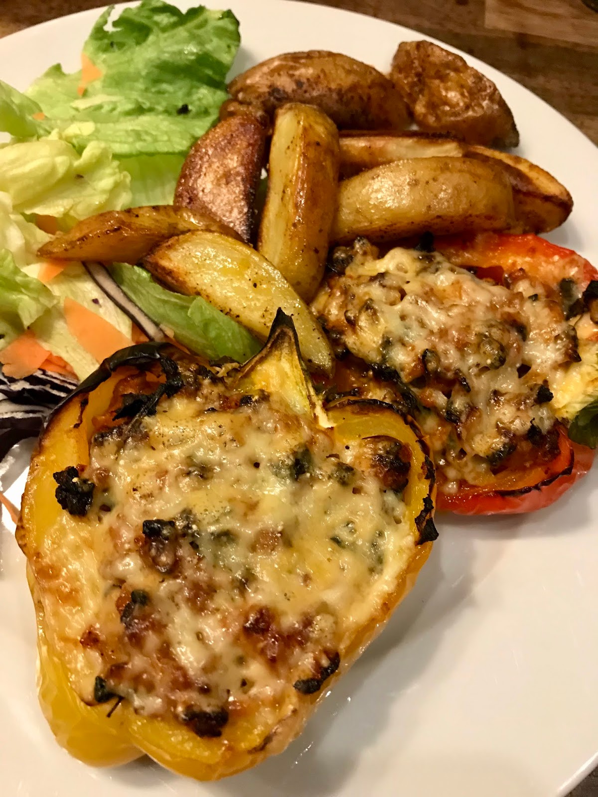 SloppyJoe stuffed peppers with wedges