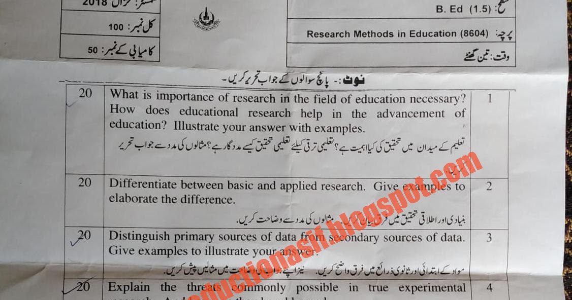 B Ed 1 5 Past Papers Research Methods In Teaching 8604 Asif Production B Ed 1 5 Past Papers Research Methods In Teaching 8604 Asif Production