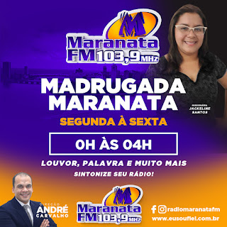 Banner Programa de Rádio Madrugada Maranata com a Missionaria Jackeline Santos