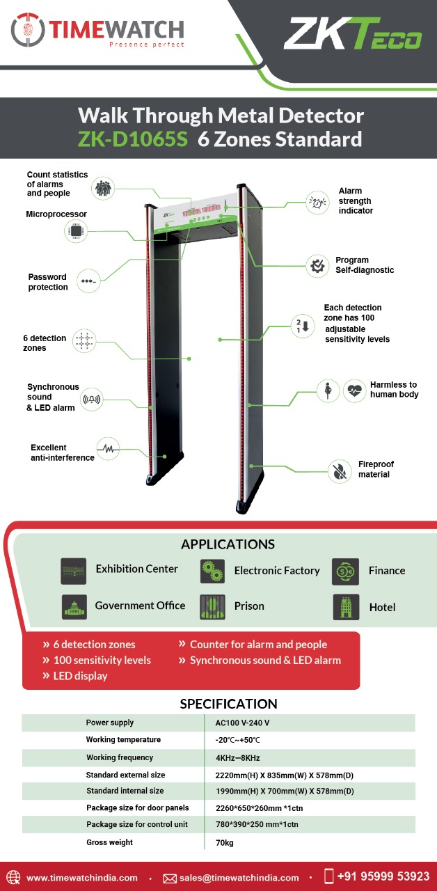 Biometric And Access Control Technology Door Frame Metal Detector
