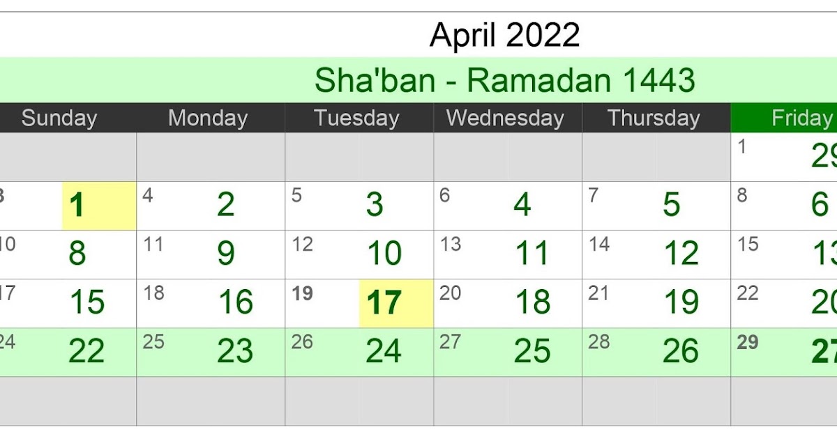 Kalender Hijriah Bulan April 2022 Lengkap Jadwal Puasa Kalender Hijriah Bulan April 2022 Lengkap Jadwal Puasa