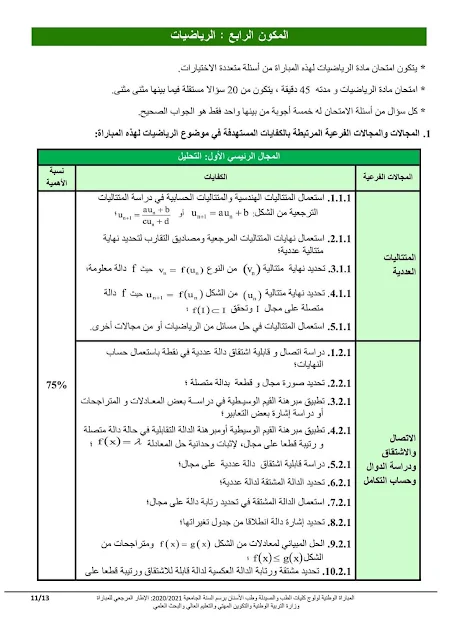 الإطار المرجعي للمباراة المشتركة لولوج كليات الطب والصيدلة وطب الأسنان