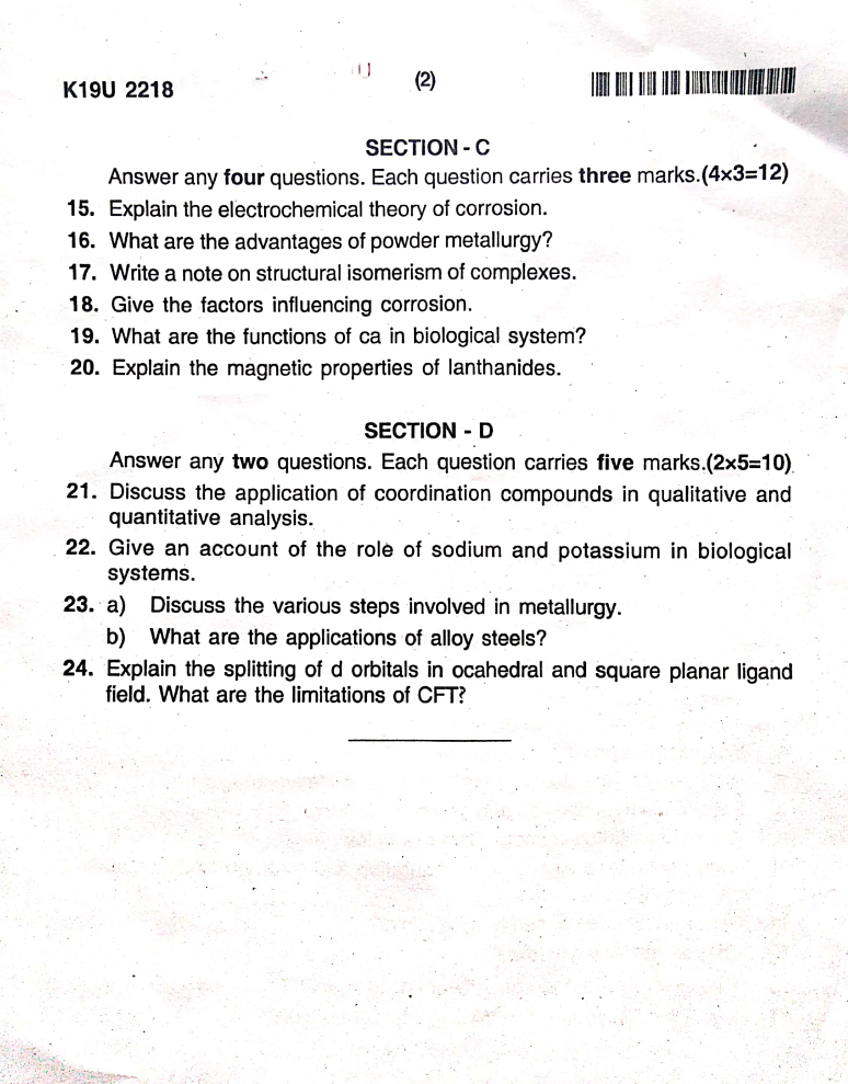 Kannur University B.Sc Chemistry 5B 08 CHE CHEMISTRY