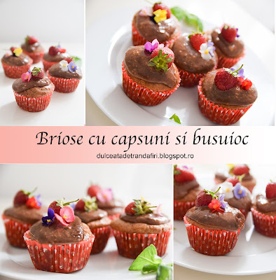 Briose cu capsuni si busuioc proaspat