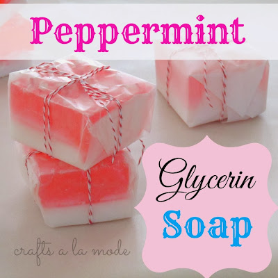 Homemade pink peppermint glycerin soap