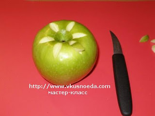 how to carve apple flower