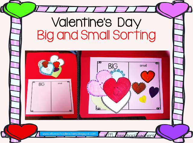 Valentine's Day sorting game for big and small hearts