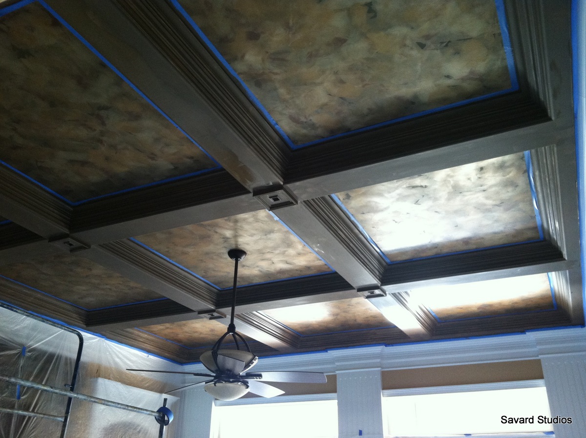 Savard Studios: Making Coffered Ceiling Trim Pop with Gold Leafing