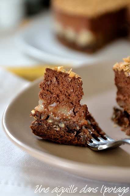 Gâteau crousti-fondant chocolat-poire