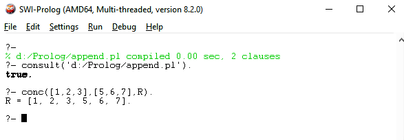 CS Assign: Write a Prolog program to implement append for two lists.