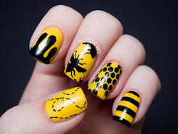 bee yellow nail silhouettes nails base zoya darcy chalkboardnails bees chalkboard mind started artist figured coats warm three