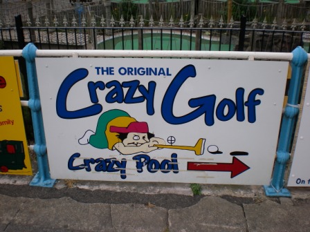 A sign for Crazy Pool in Skegness, Lincolnshire back in 2011