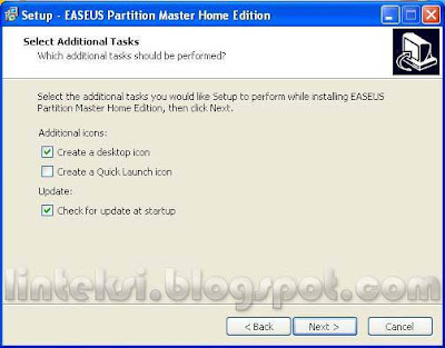 EASEUS Setup Select Additional Task