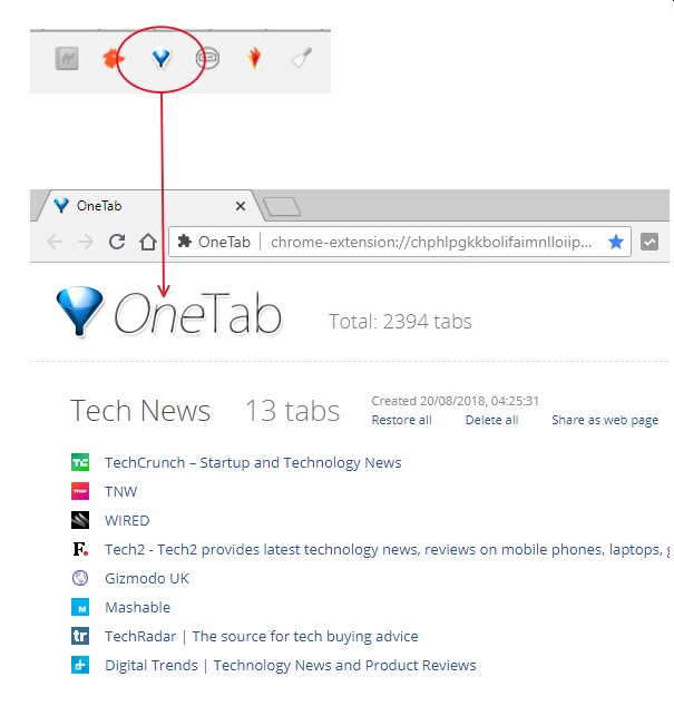 One Tab Extension