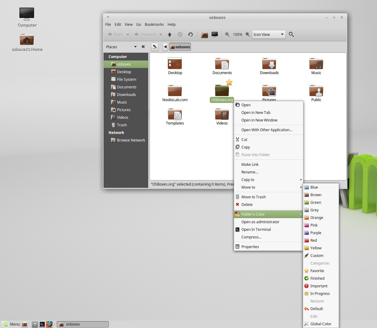 'Folder Color' allows you to change color of folders for different File