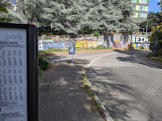 View of a wall full of very colorful graffiti