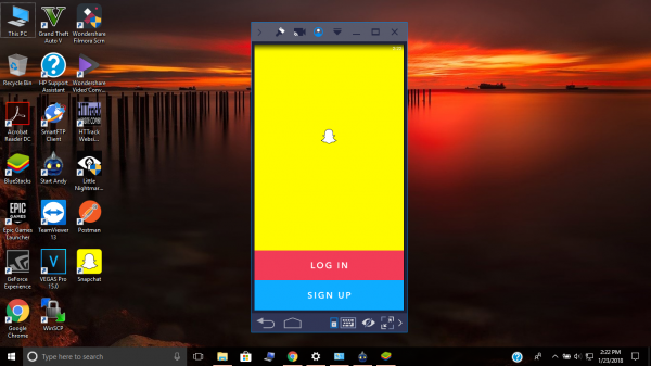 Snapchat не работает на эмуляторе BlueStacks