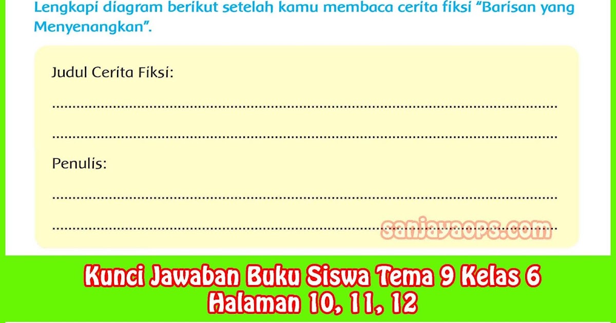 Kunci Jawaban Buku Siswa Tema 9 Kelas 6 Halaman 10 11 12 Sanjayaops