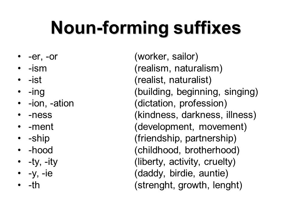 Noun Suffixes Examples