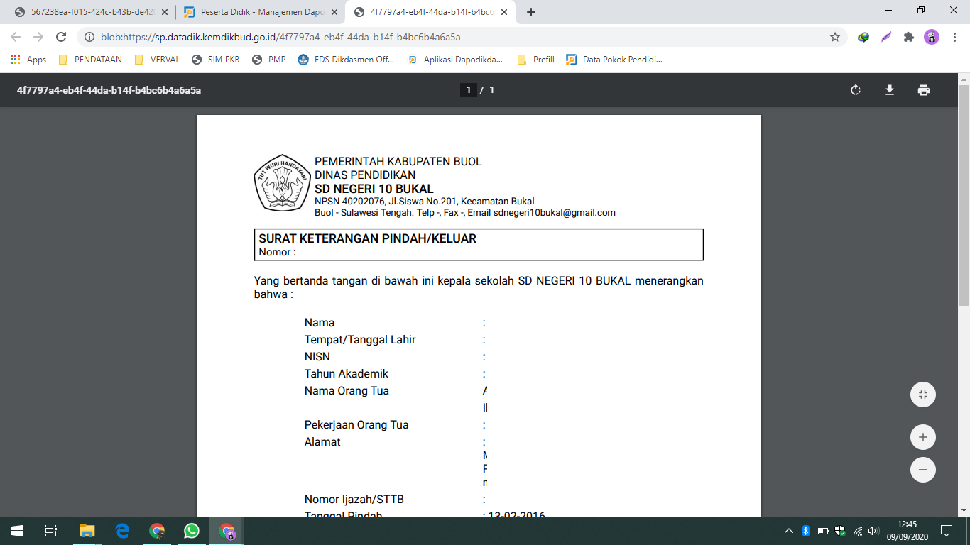 contoh surat mutasi siswa