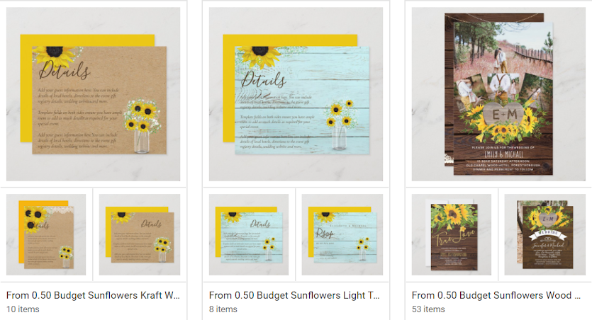 budget Sunflower country western rustic wedding invitations
