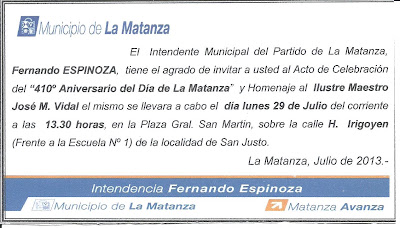 A. C. S. L. M.: Invitación Día de La Matanza