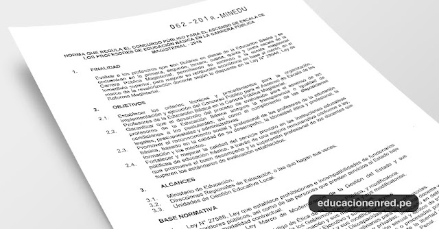 MINEDU publicó Anexo de la R. M. Nº 062-2018-MINEDU «Norma que regula el Concurso Público para el Ascenso de Escala de los Profesores de Educación Básica en la Carrera Pública Magisterial - 2018» [.PDF] www.minedu.gob.pe