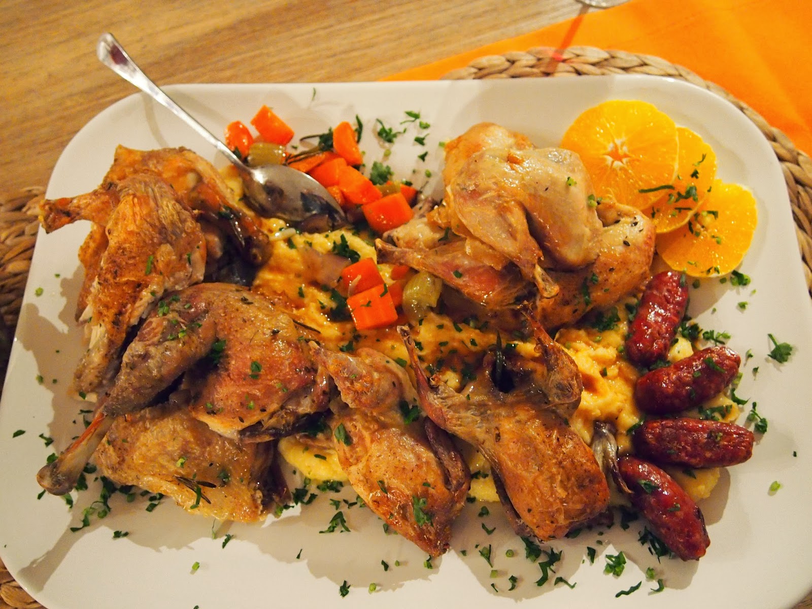 Für Genießer: Gebratenes Wildgeflügel mit Polenta