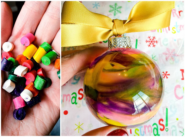 I Love You More Than Carrots: DIY Melted Crayon Glass Bulb Ornaments