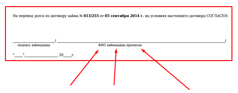 перевод долга по договору займа