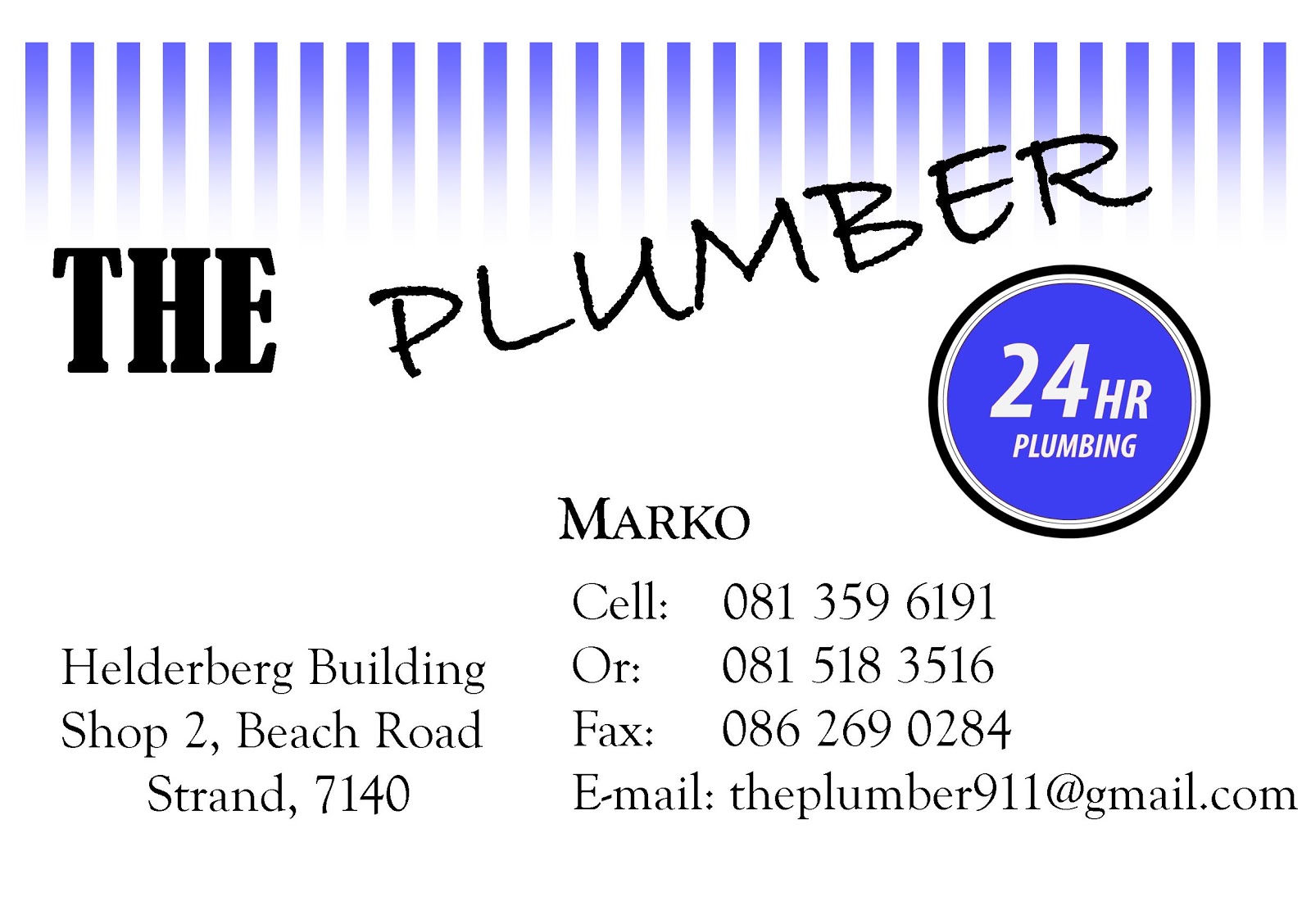 The Plumber, Helderberg, Strand, Somerset West, Gordons Bay